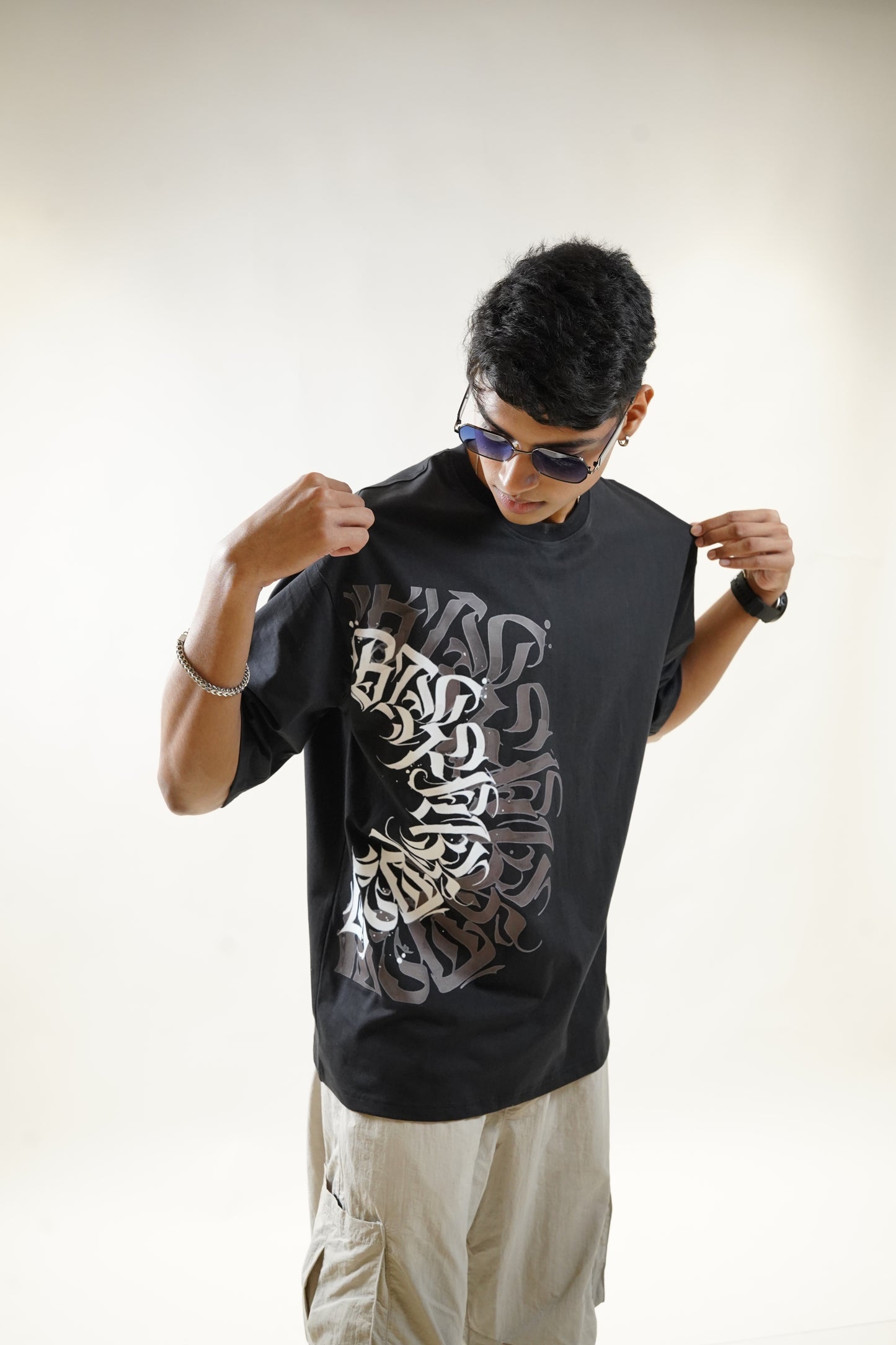 Arabic Black Oversized Mens T-Shirt