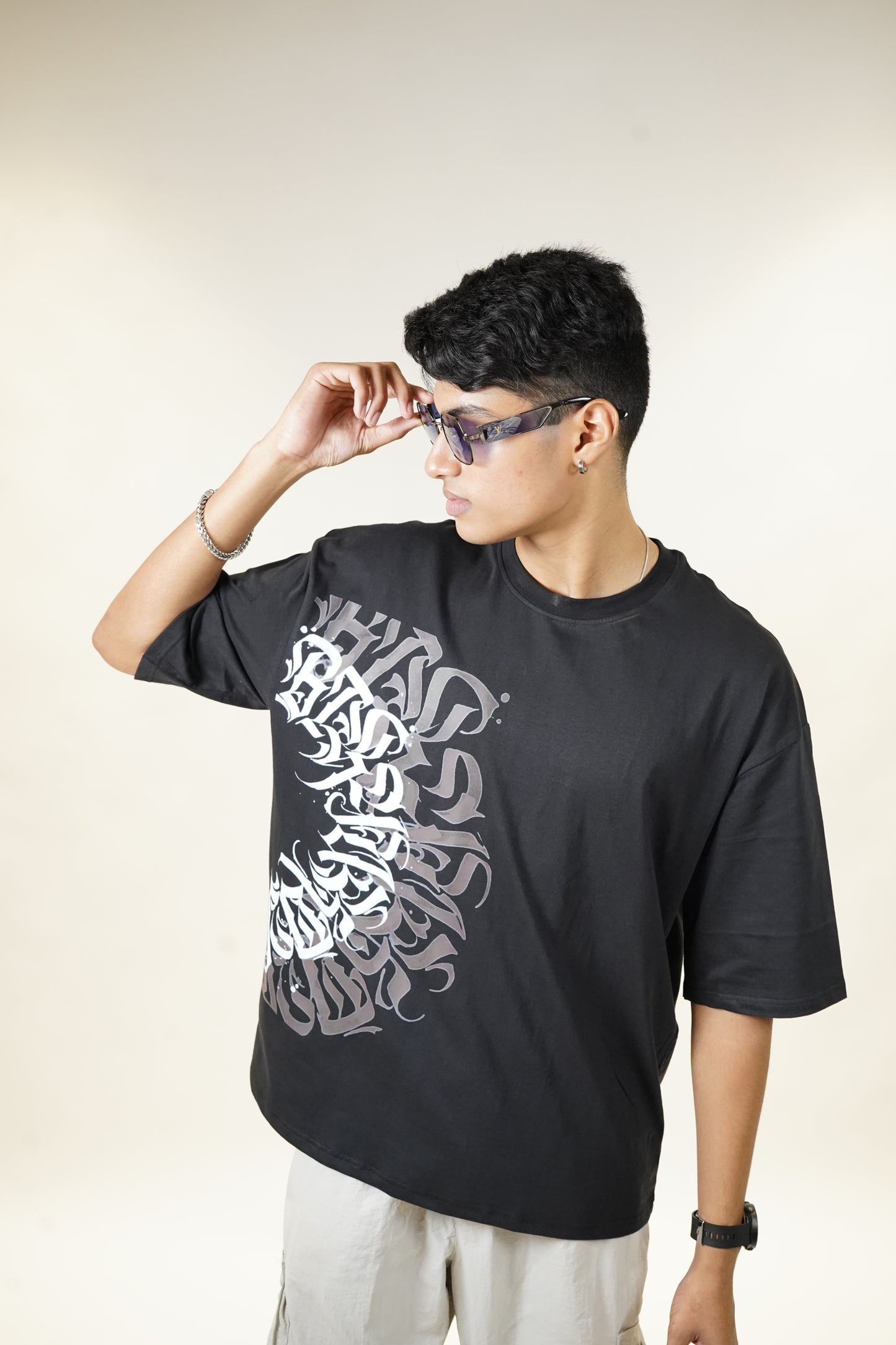 Arabic Black Oversized Mens T-Shirt