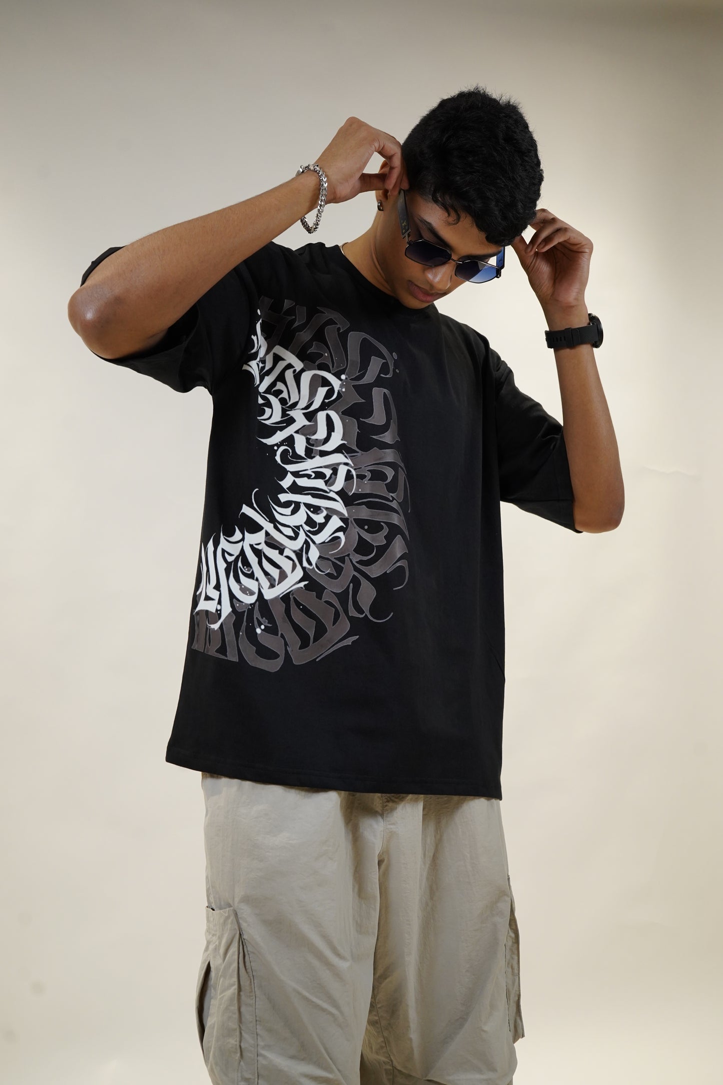 Arabic Black Oversized Mens T-Shirt