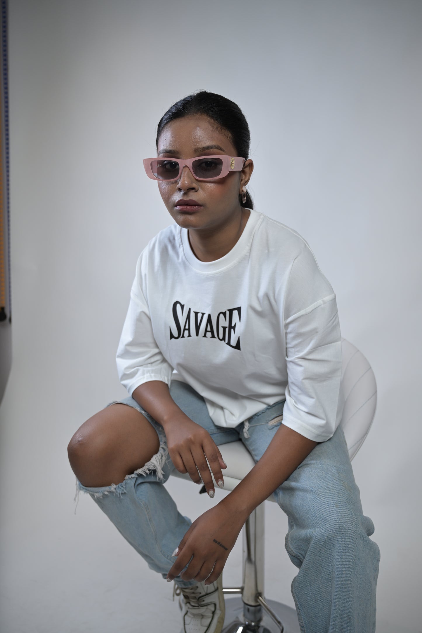 Savage White Overisized Women's T-Shirt